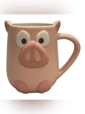 Tag Pink Ceramic Pig Mug with Raised Snout